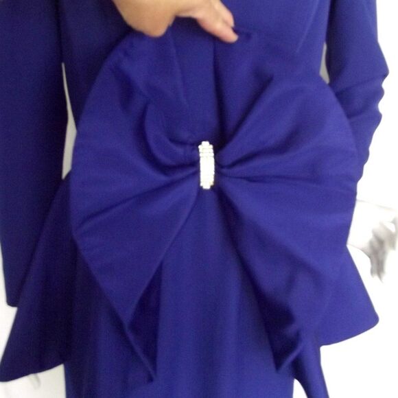 HUEY WALZER/Darcy Dress, M, Blue, VINTAGE, Peplum, Big Bow, Long sleeves - Picture 12 of 14